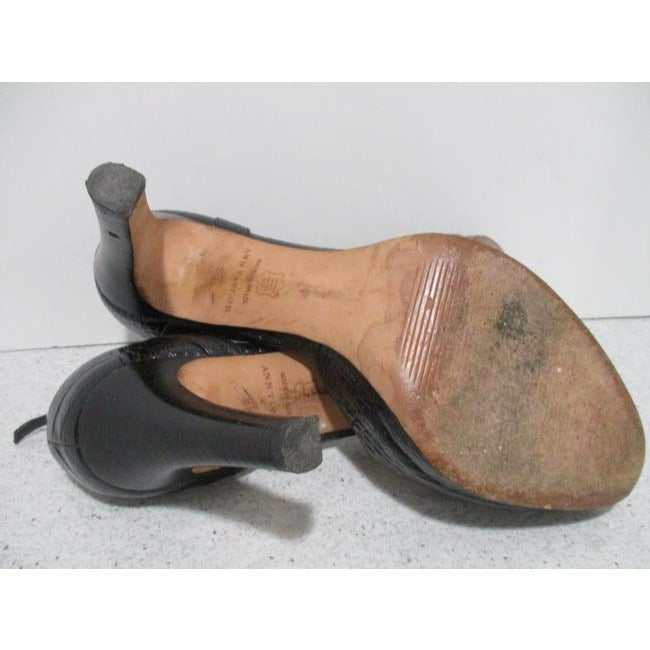 Ann Taylor Black Patent Croc Peep Toe Cut Away Pumps Size Us