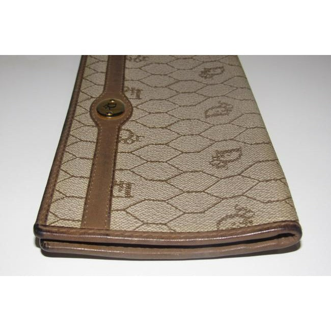Dior Taupe & Brown Honeycomb Print Leather Wallet