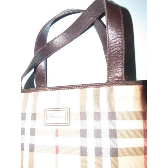Burberry Nova Check Plaid Canvas & Leather Satchel
