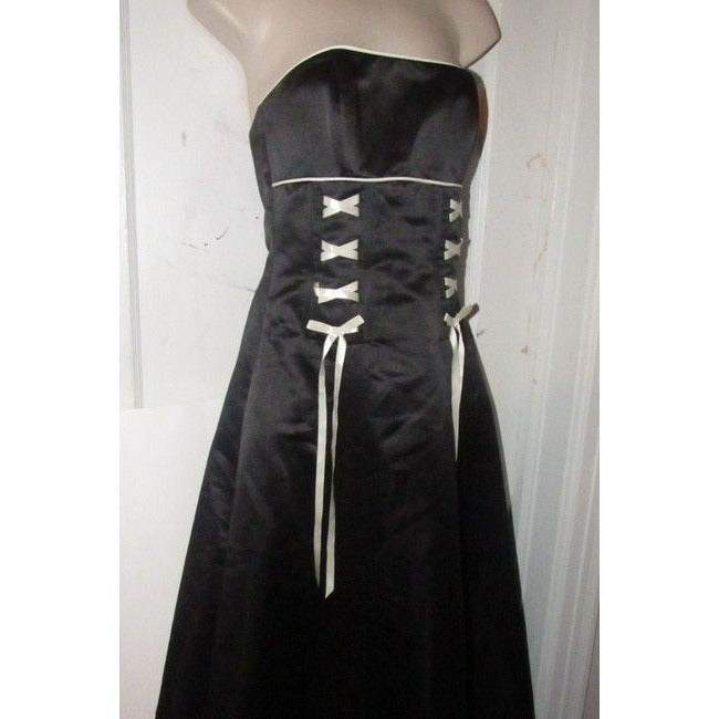 Jessica Mcclintock Black W White Ribbon Gunne Sax By Retro Mid Length Formal Dress