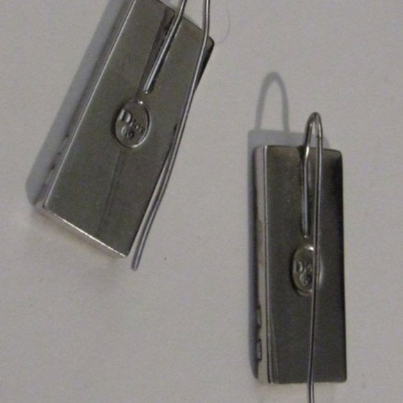 Dior Blue Enamel Trotter Print Silver Earrings