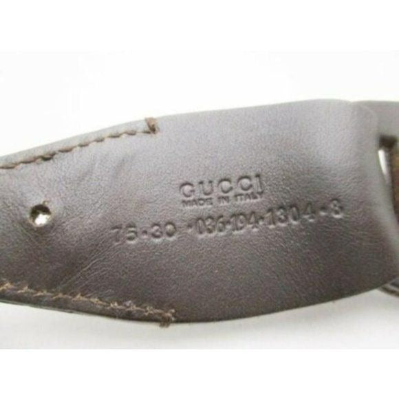 GUCCI Brown Leather Links Wood Bamboo Buckle