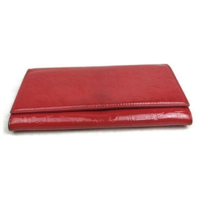 Dior Trotter Print Red Embossed Leather Wallet