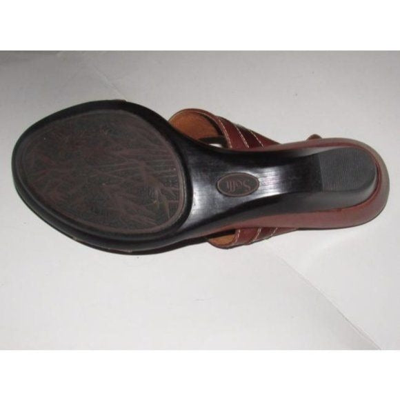 Eurosoft by Sofft Brown Leather with Gold Studs Sandals