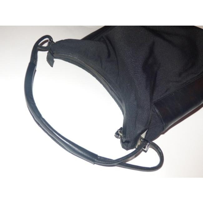 Gucci New Black Leather Nylon Fabric Shoulder Bag