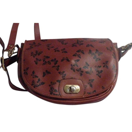 Bottega Veneta Vintage Pursesdesigner Purses Embossed Black Butterfly Print On Rust Brown Colored Le