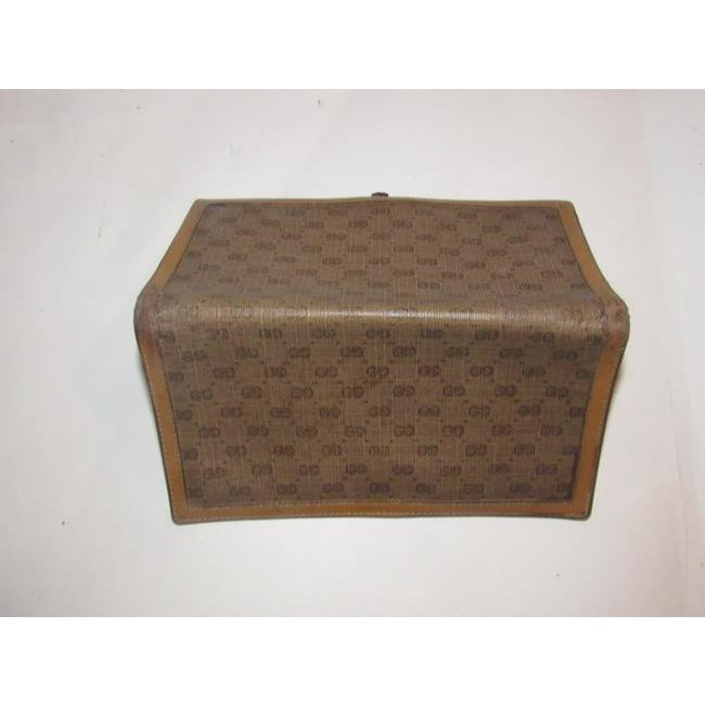 Gucci Brown Small G Logo Print Coated Canvas And Camel Leather Vintage Wallet