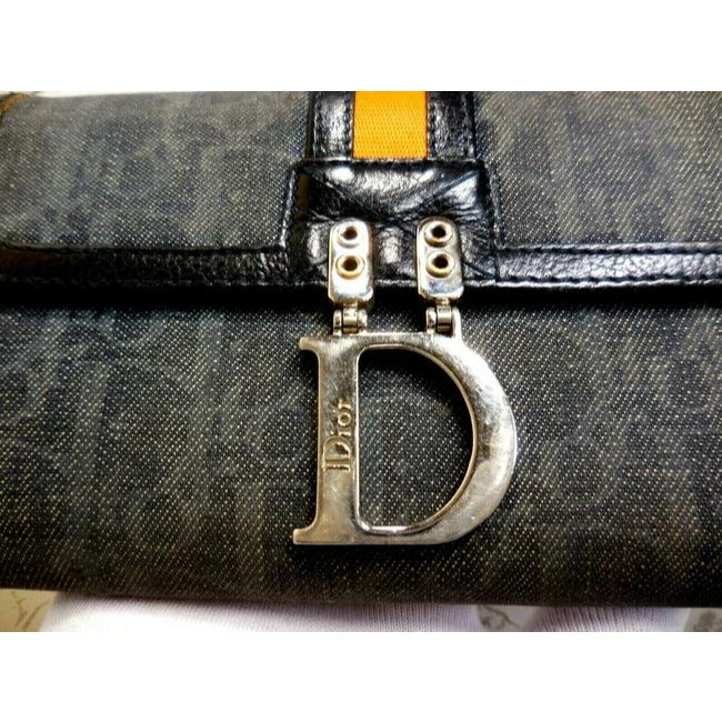 Dior black & grey trotter print XL wallet w orange