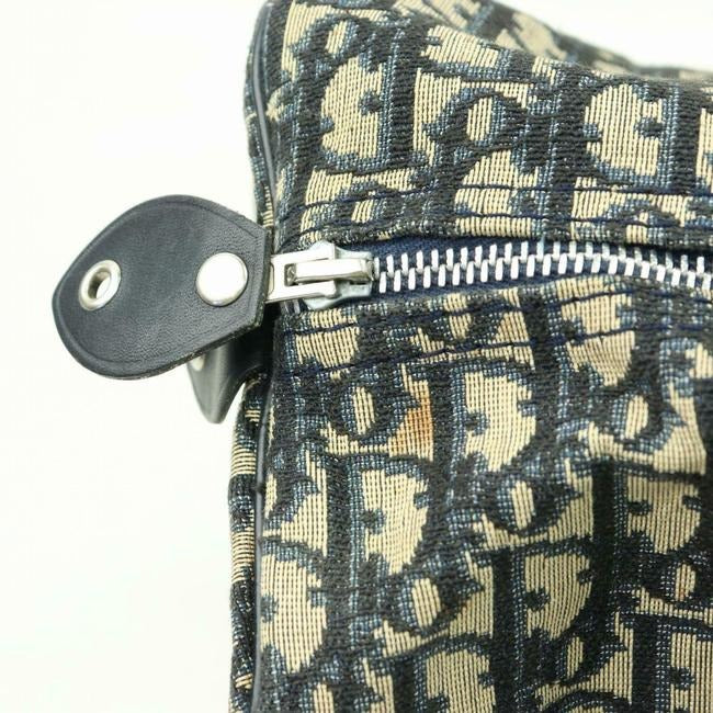 Dior Black/Navy Trotter Print Leather XL Satchel