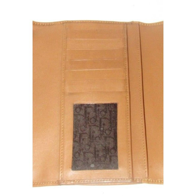 Dior Camel Leather With Gold Accents Wallet