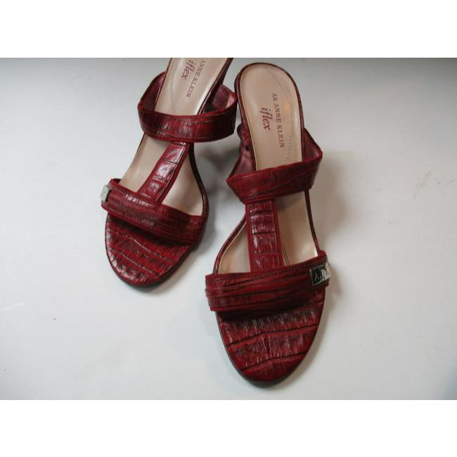 Ak Anne Klein Red Charley Iflex Brick Croc Slip On Open Sandals Size Us