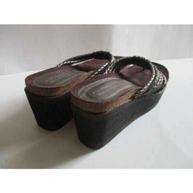 Donald J Pliner Brown Metallic Cork With Rubber Platform Thongs Mulesslides Size Us