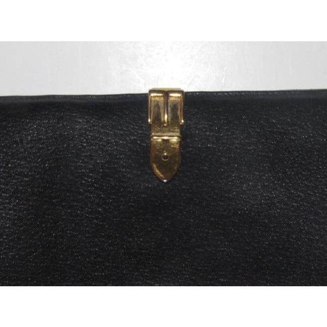 Gucci Black Leather With Gold Belt Buckle Clasp Vintage Wallet