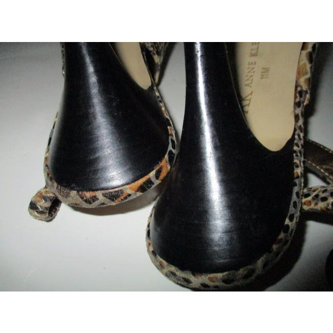 Anne Klein Taupe Ak Lizard Print Glossy Open Toe Slingback Pumps Size Us