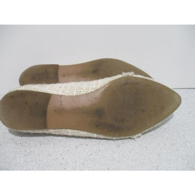 Ann Taylor Beige Tan Tweed Cream Tane Fabric Pointed Toe Slip On Flats Size Us