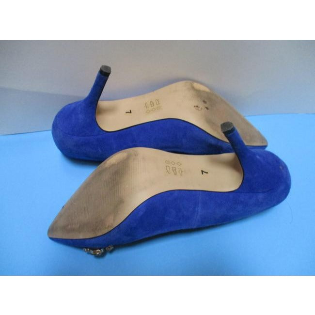 Sole Society Blue Royal Suede Embellished Vamp Pumps Size Us