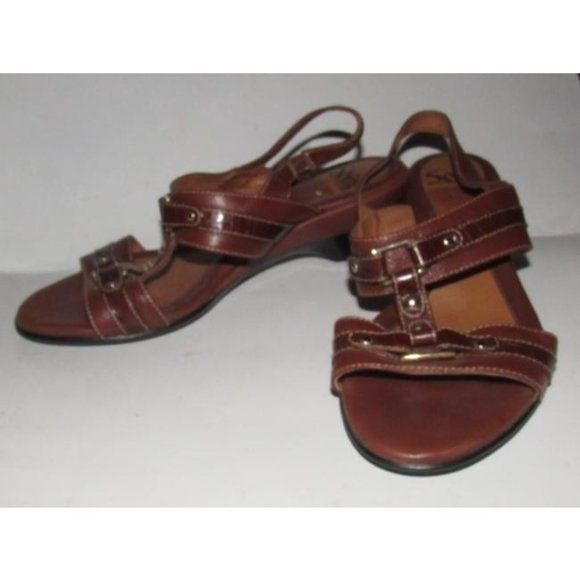 Eurosoft by Sofft Brown Leather with Gold Studs Sandals