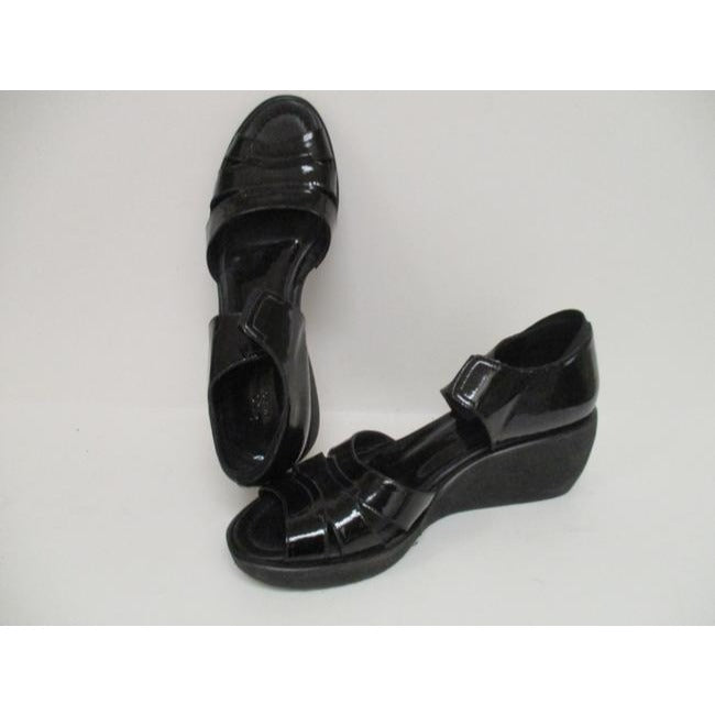 Donald J Pliner Patent Black Nura Sandal Wedges Size Us