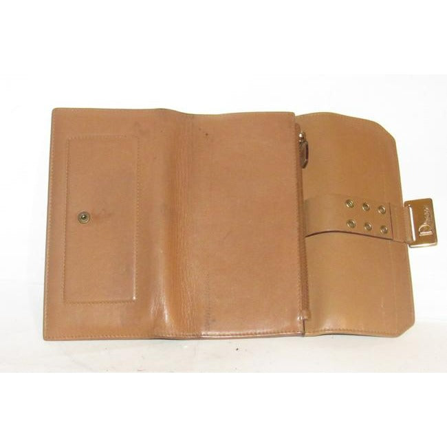 Dior Camel Leather With Gold Accents Wallet
