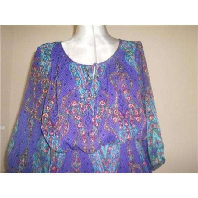 Nicole Miller Purple And Multicolor Paisley Print Knee Length Short Casual