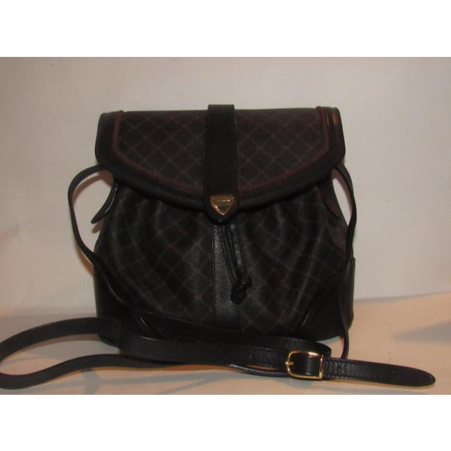 Bally Vintage Pursesdesigner Purses Brown And Black Logo Print Coated Canvas Leather Cross Body Bag