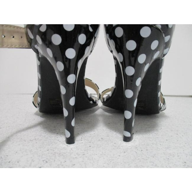 Ashley Stewart Black And White Retro Teresa Vegan Polka Dot Ankle Strap Heels Pumps Size Us