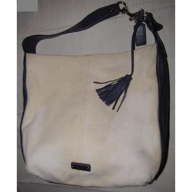 Coach Vintage Pursesdesigner Purses Purplish Blue Leather And Canvas Hobo Bag