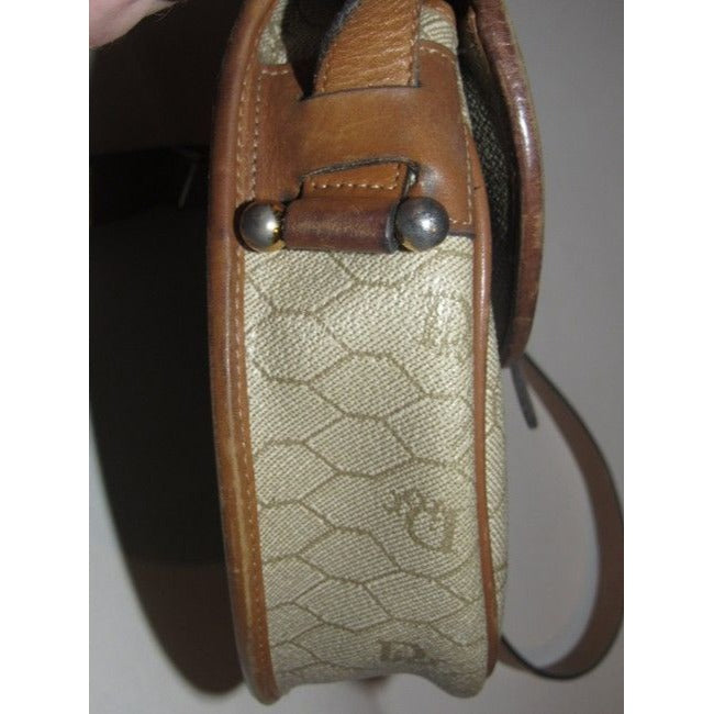 Dior Vintage Pursesdesigner Purses Honeycomb Print Coated Canvas And Camel Leather Cross Body Bag