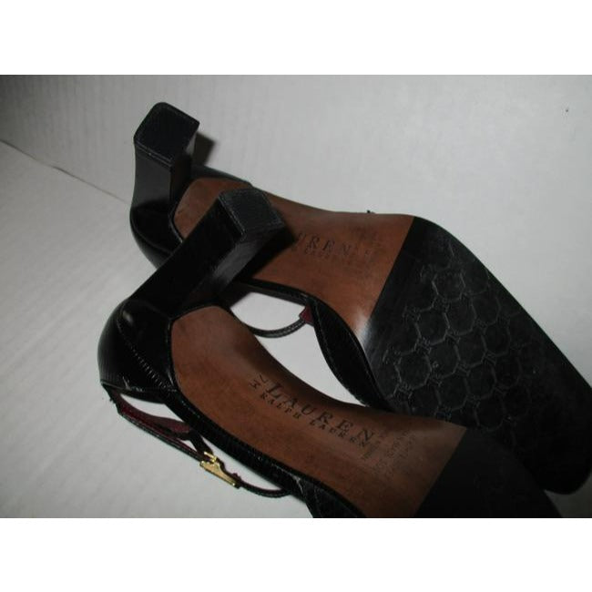 Ralph Lauren Black T Ankle Strap Pumps Size Us