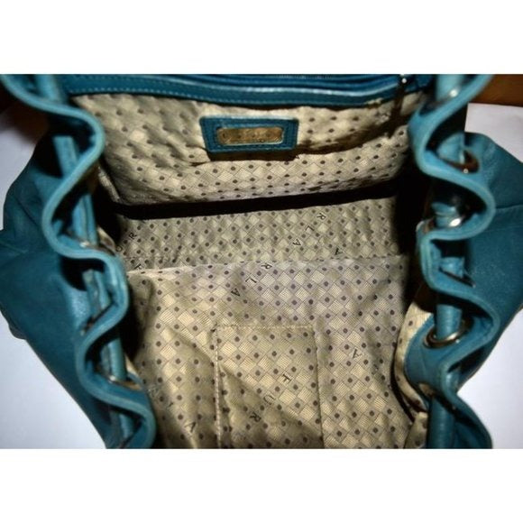 Vintage FURLA Teal Blue Leather XL Tote