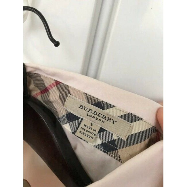 Burberry London White W Plaid Accent Button Down Top