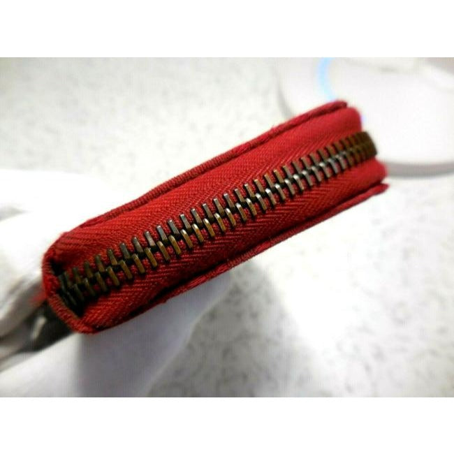 Fendi Red Zucchino Rose Gold Print Zip Around Wallet