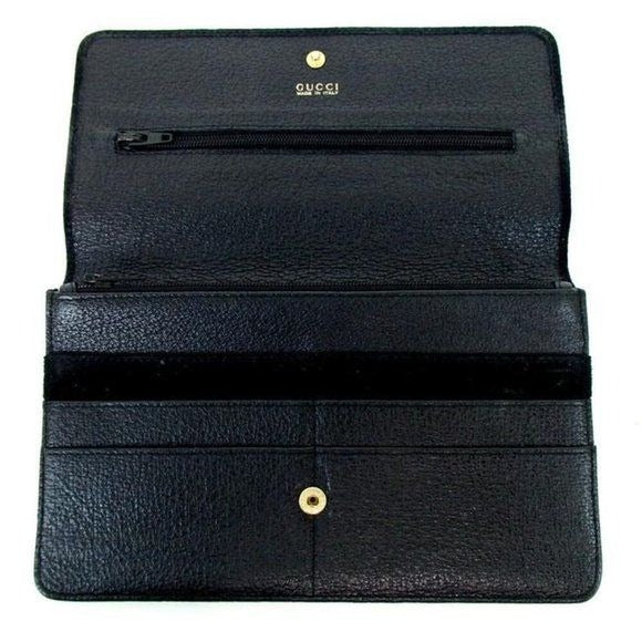 GUCCI Black Leather Suede w Bamboo Belt Loop Bag