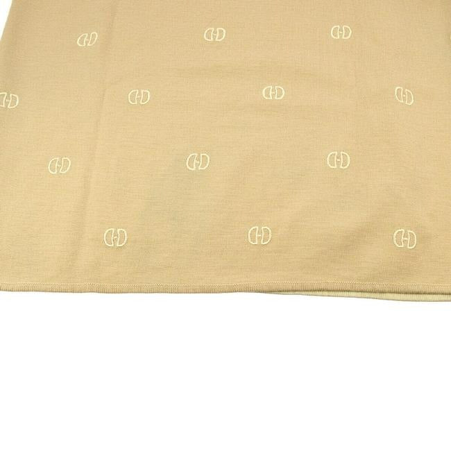 Celine Tan Wool Ivory Logo Print Mid Length Short Casual Dress