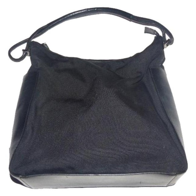 Gucci New Black Leather Nylon Fabric Shoulder Bag