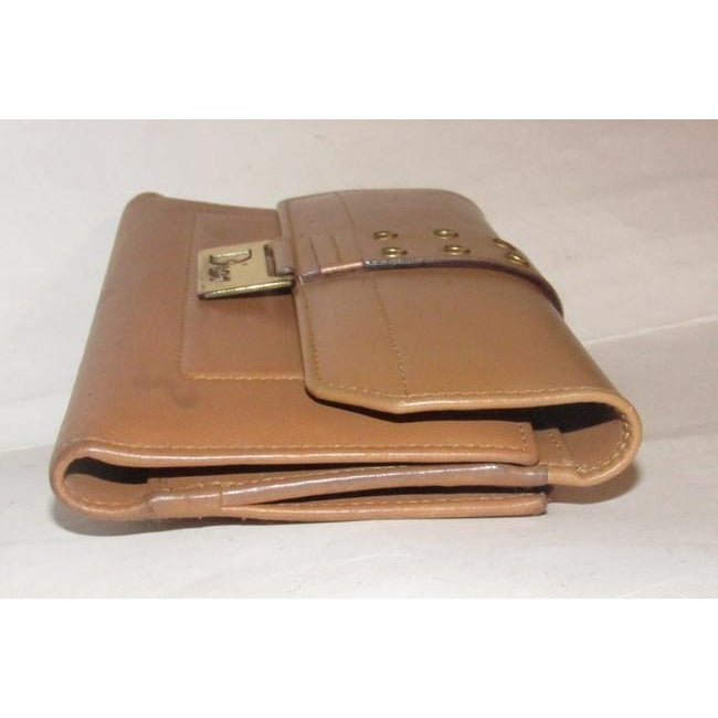 Dior Camel Leather With Gold Accents Wallet