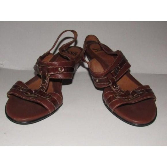 Eurosoft by Sofft Brown Leather with Gold Studs Sandals