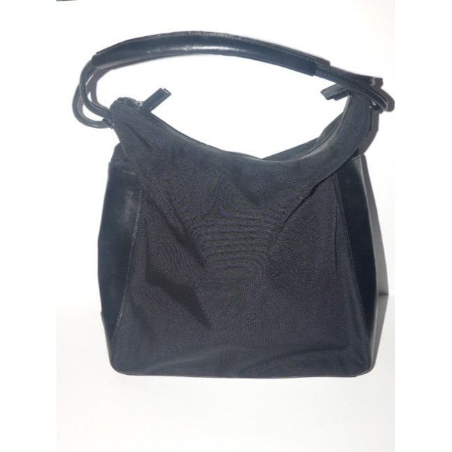 Gucci New Black Leather Nylon Fabric Shoulder Bag