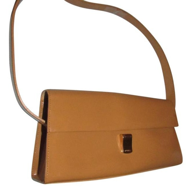 Furla Vintage Pursesdesigner Purses Camel Colored Glossy Leather 