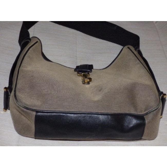 Gucci Jackie New O Logo Navy And Grey Leather Canvas Hobo Bag