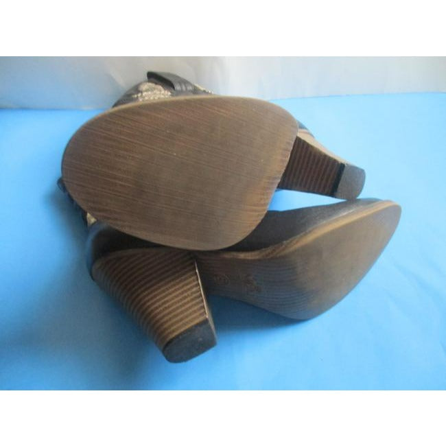 Mia Black And Cream Girl Laurene Taupe Lizard Motif Pull On Cowboy Bootsbooties Size Us