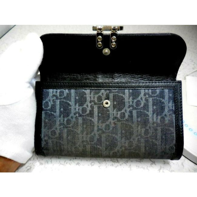 Dior black & grey trotter print XL wallet w orange