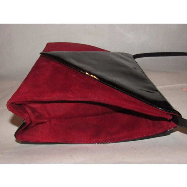 Bally Vintage Pursesdesigner Purses Red Suede And Black Patent Leather Shoulder Bag