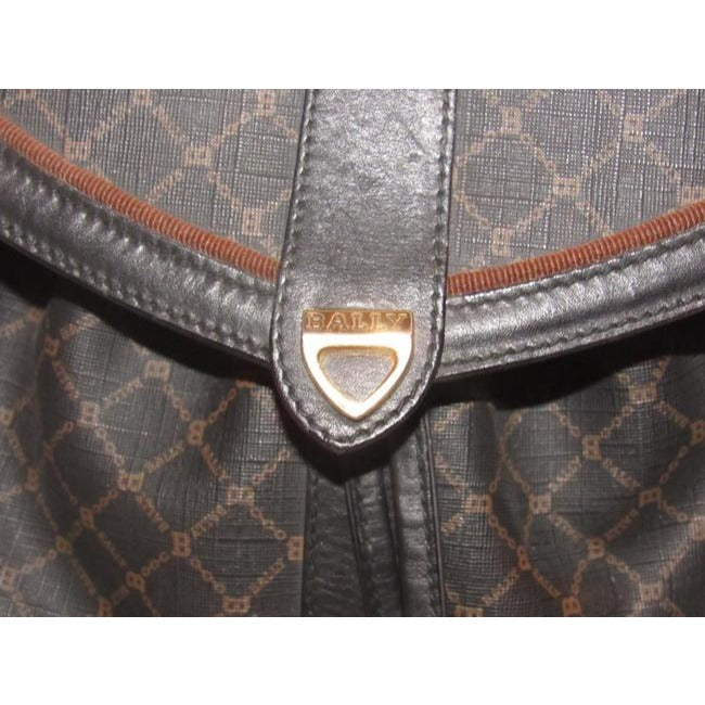 Bally Vintage Pursesdesigner Purses Brown And Black Logo Print Coated Canvas Leather Cross Body Bag
