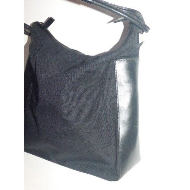 Gucci New Black Leather Nylon Fabric Shoulder Bag