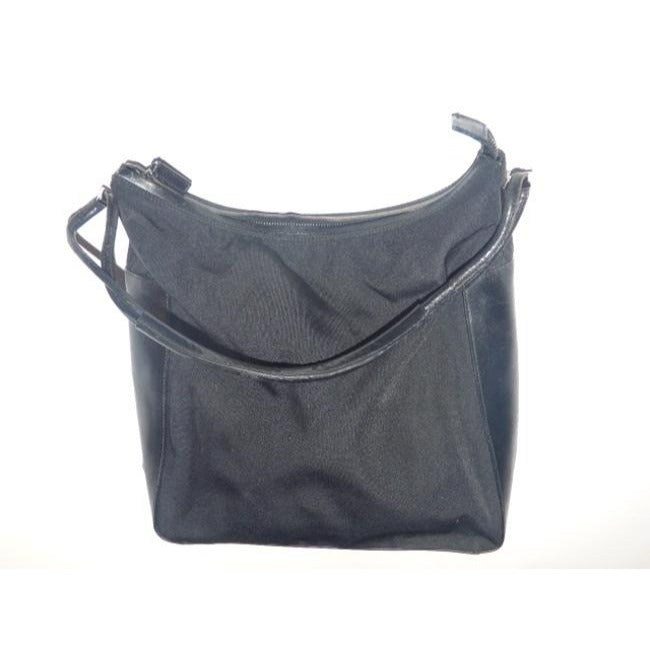 Gucci New Black Leather Nylon Fabric Shoulder Bag