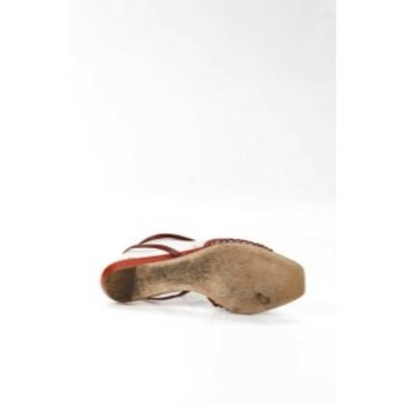 Dior Strappy Red & Orange Leather Gladiator Sandals