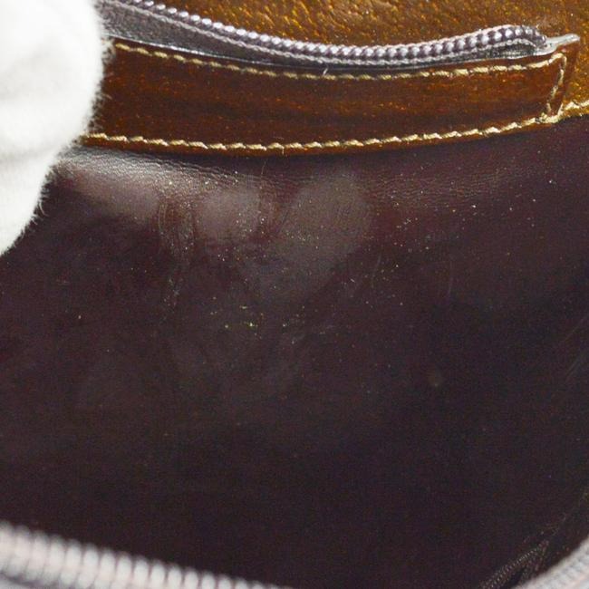Gucci Vintage Brown Speckled And Glossy Leather Hobo Bag With Bamboo Handle