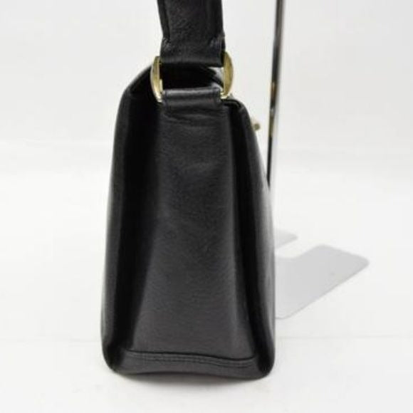 Vintage RARE Mod Buttery Soft Black Leather Gold