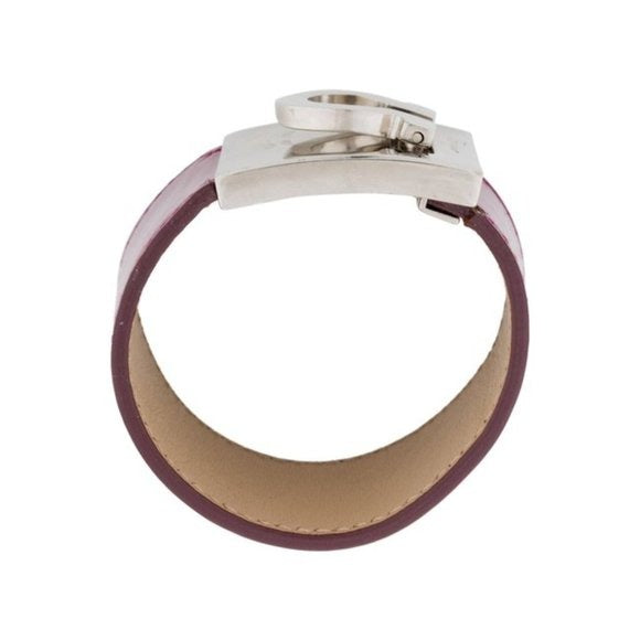 Salvatore Ferragamo Purple Plum Burgundy Gancini Clasp Cuff Bracelet